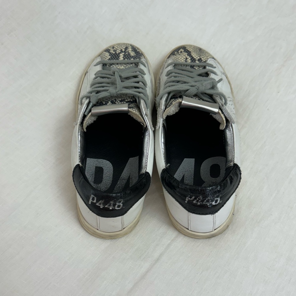 P448 John Python-Print Leather Low Top Sneakers Size 37 US 7 Classic Designer - Picture 10 of 16